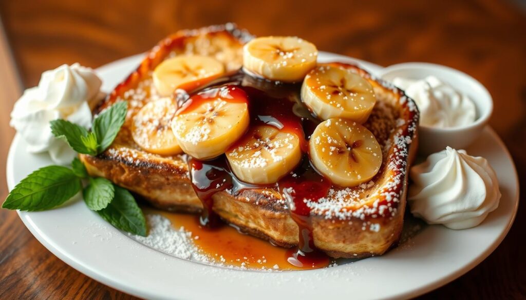 visually appealing presentation of Bananas Foster French Toast